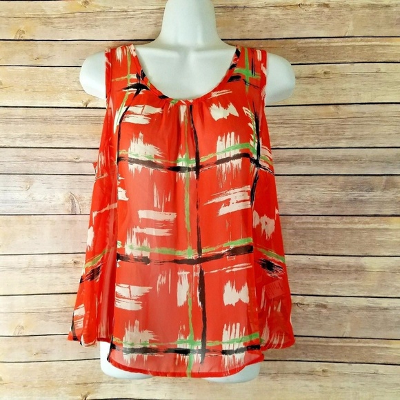 Open Back Tank Top M Sheer Chiffon Blouse Artsy - Picture 6 of 6